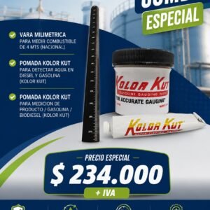 COMBO MEDICIÓN DE TANQUE – VARA 4 M + KOLOR KUT AGUA + PRODUCTO