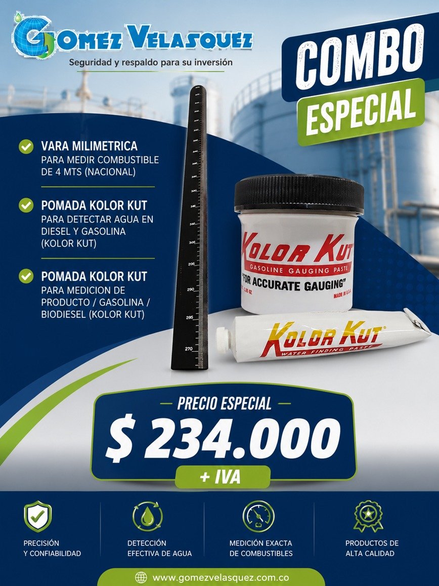 COMBO MEDICIÓN DE TANQUE – VARA 4 M + KOLOR KUT AGUA + PRODUCTO